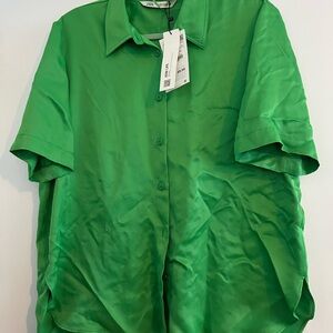 Zara Bright Green Casual Shirt